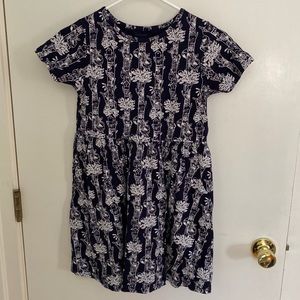 Pact cotton girls dress Navy size 10/12 cute woodland print